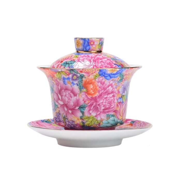 Peony enamel color gaiwan缩略图